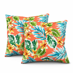 Bright Coral Pink 18x18 Waterproof & Fade-Resistant Outdoor Throw Pillows, Set of 2