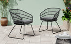 Outdoor Chair with Sled Legs and Curved Frame, Set of 2
