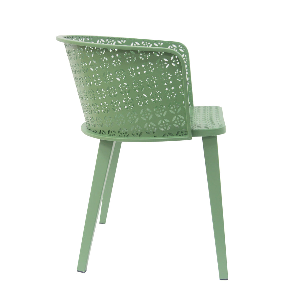 Rejoiced Outdoor Dining Chair with Geometric Lattice Design and Curved Back, Set of 2