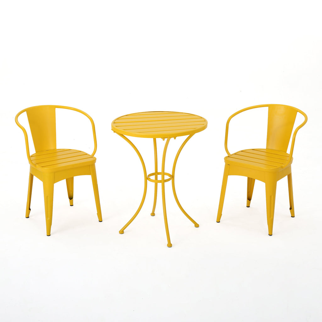 Colman 3-Piece Iron Bistro Set with Table and 2 Chairs