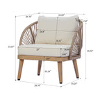 Solstice Outdoor Acacia Wood Club Chair with Handwoven Rope Accents