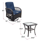 3 Piece Outdoor Wicker Rocker Swivel Conversation Set