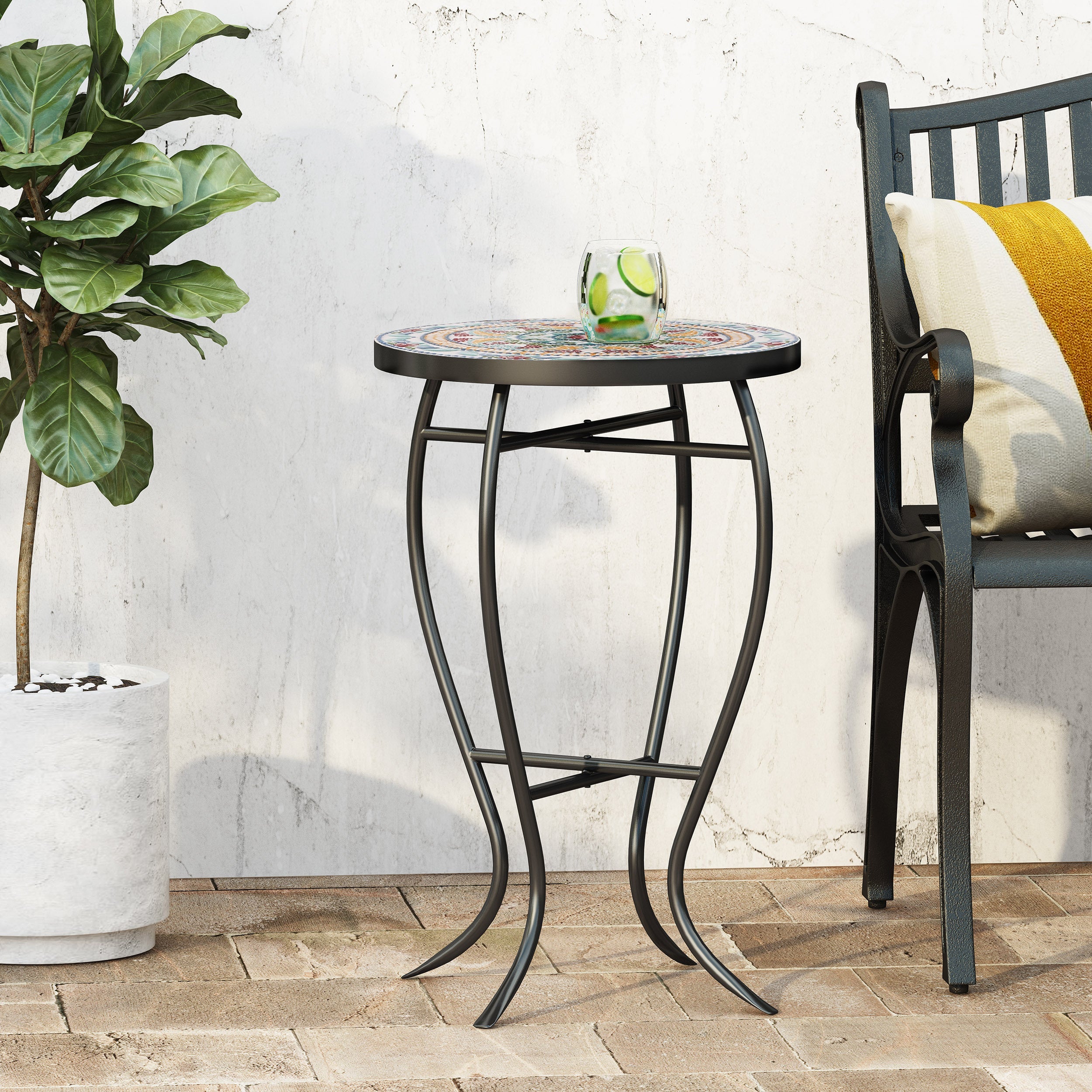 La Crescenta Mosaic Outdoor Side Table
