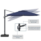 11' Square Cantilever Patio Umbrella with LED Light, Base Not Included