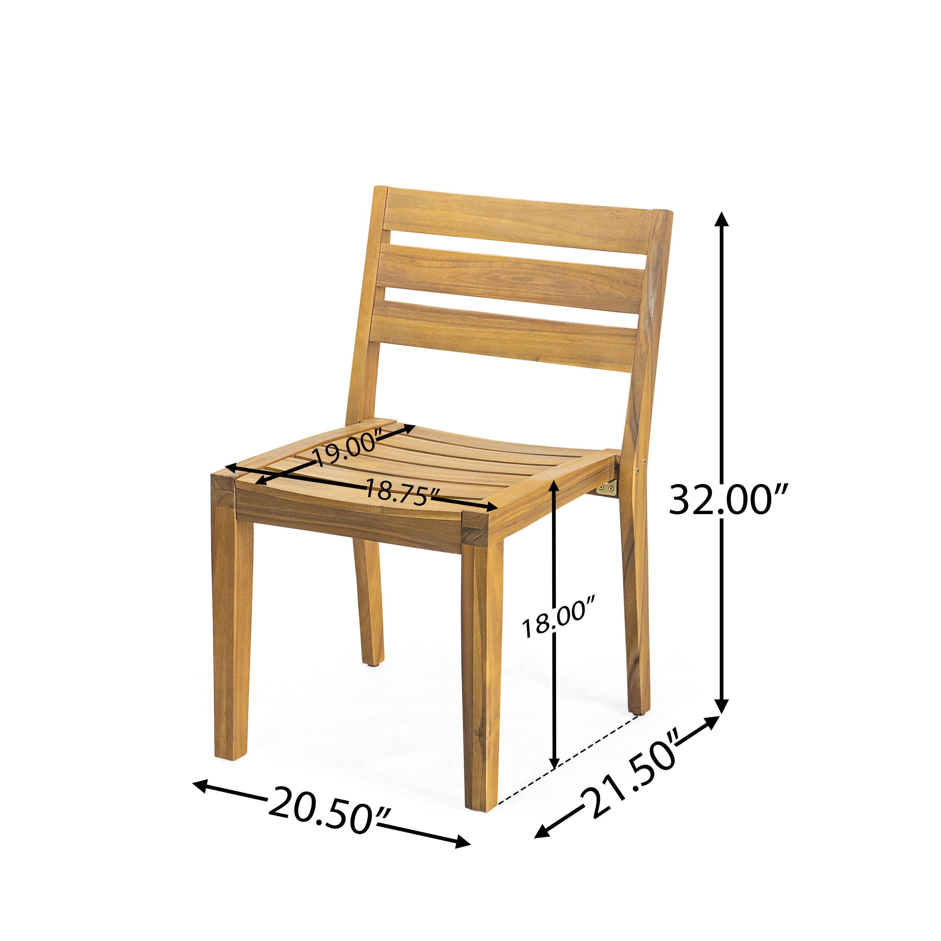 Solene Outdoor Acacia Wood Dining Chairs, Set of 2