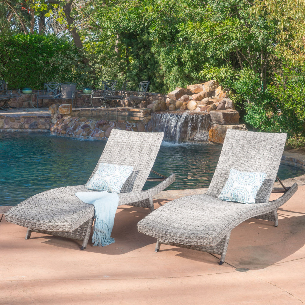 Crete Wicker Chaise Lounge, Set of 2