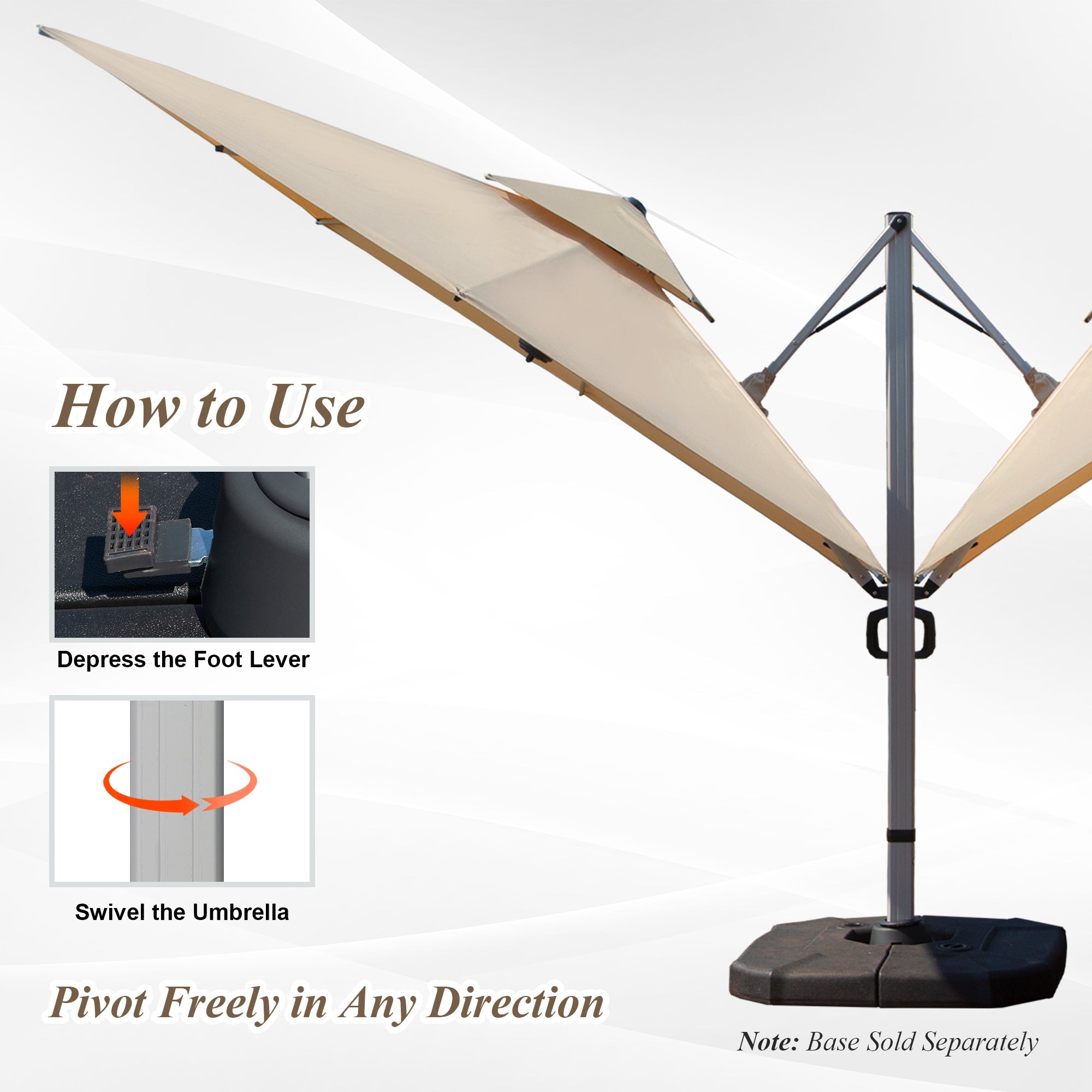 9'x 11' Rectangle Cantilever Umbrella with Center Pole, Base Not Included