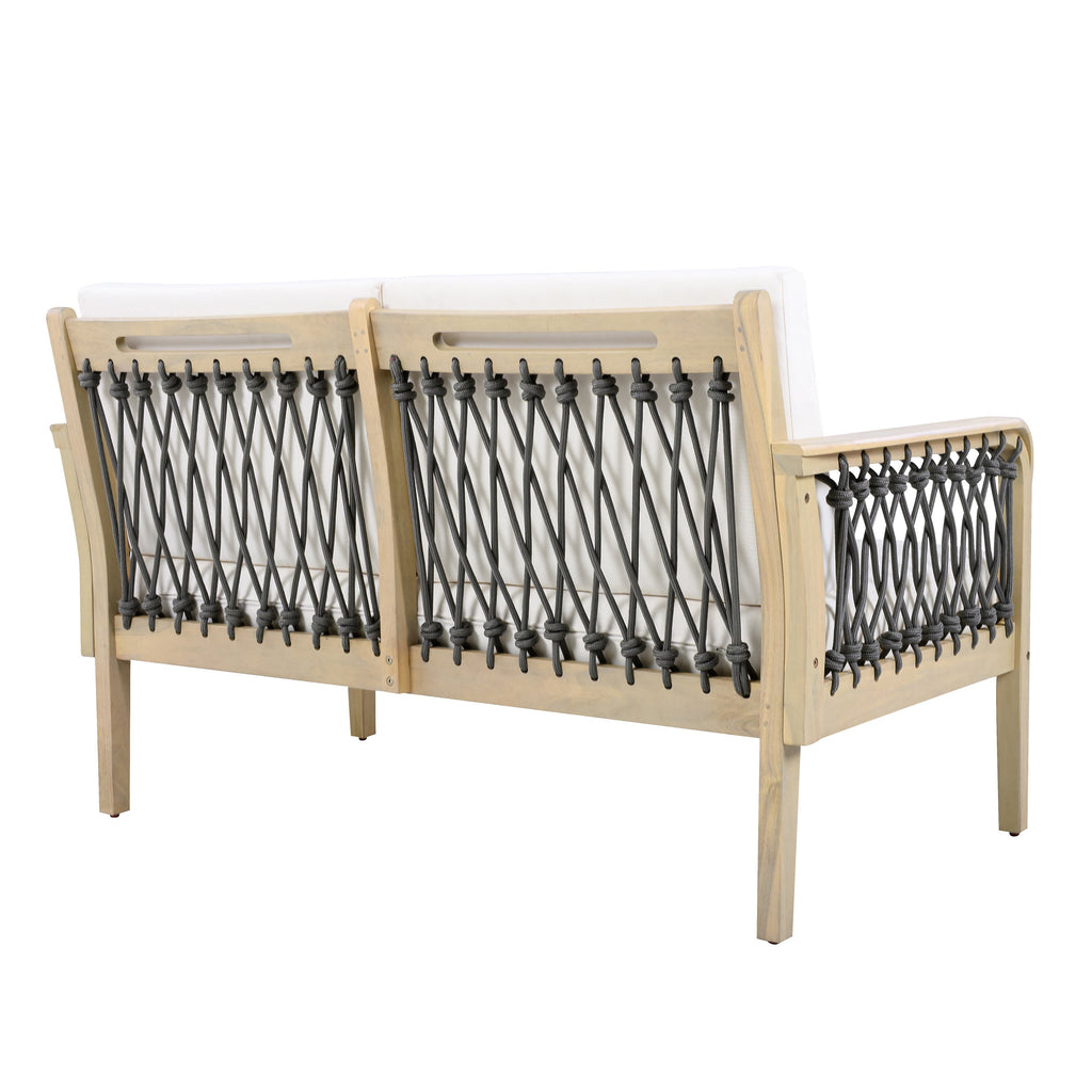 Millie Outdoor Acacia Wood Loveseat & Coffee Table Set