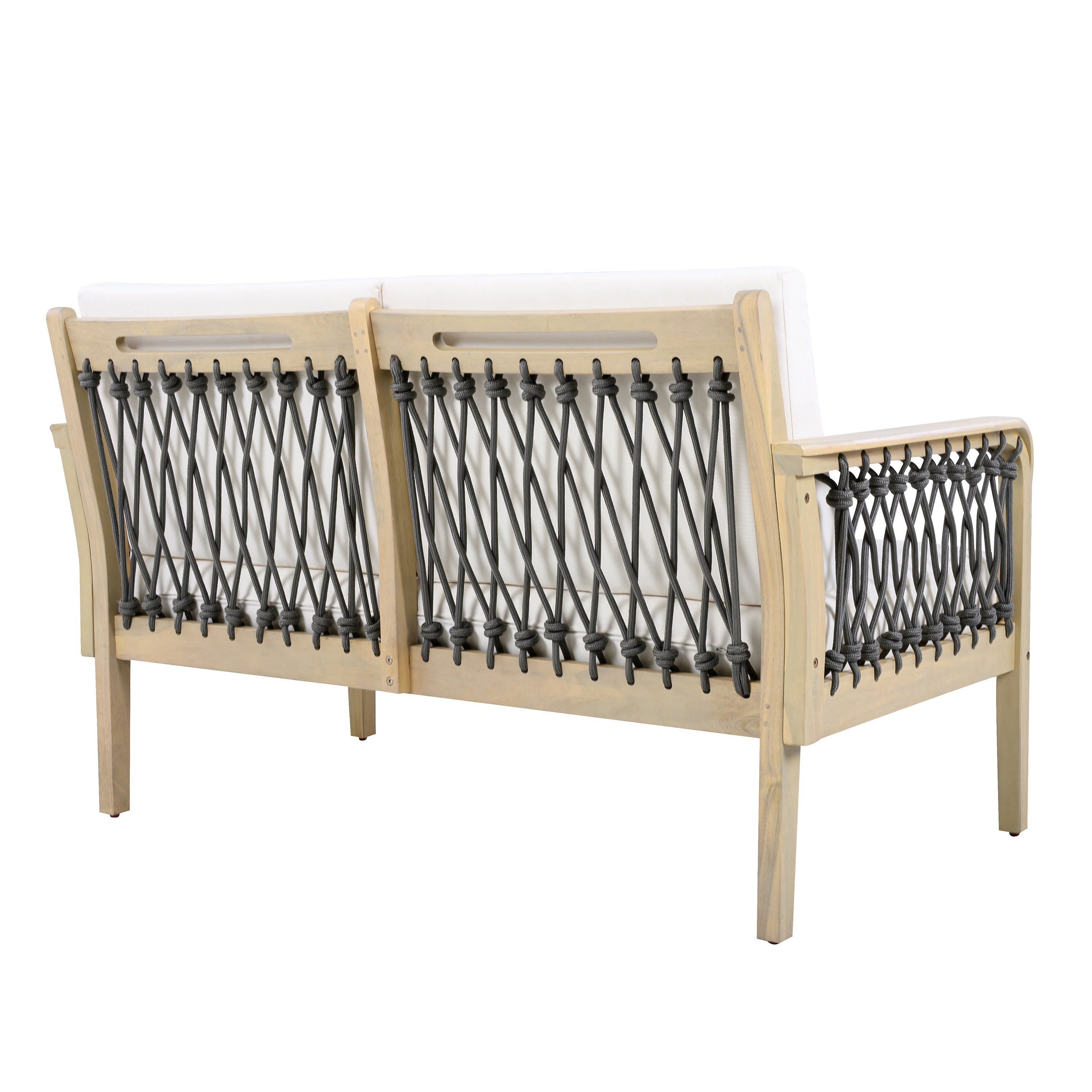 Millie Outdoor Acacia Wood Loveseat & Coffee Table Set
