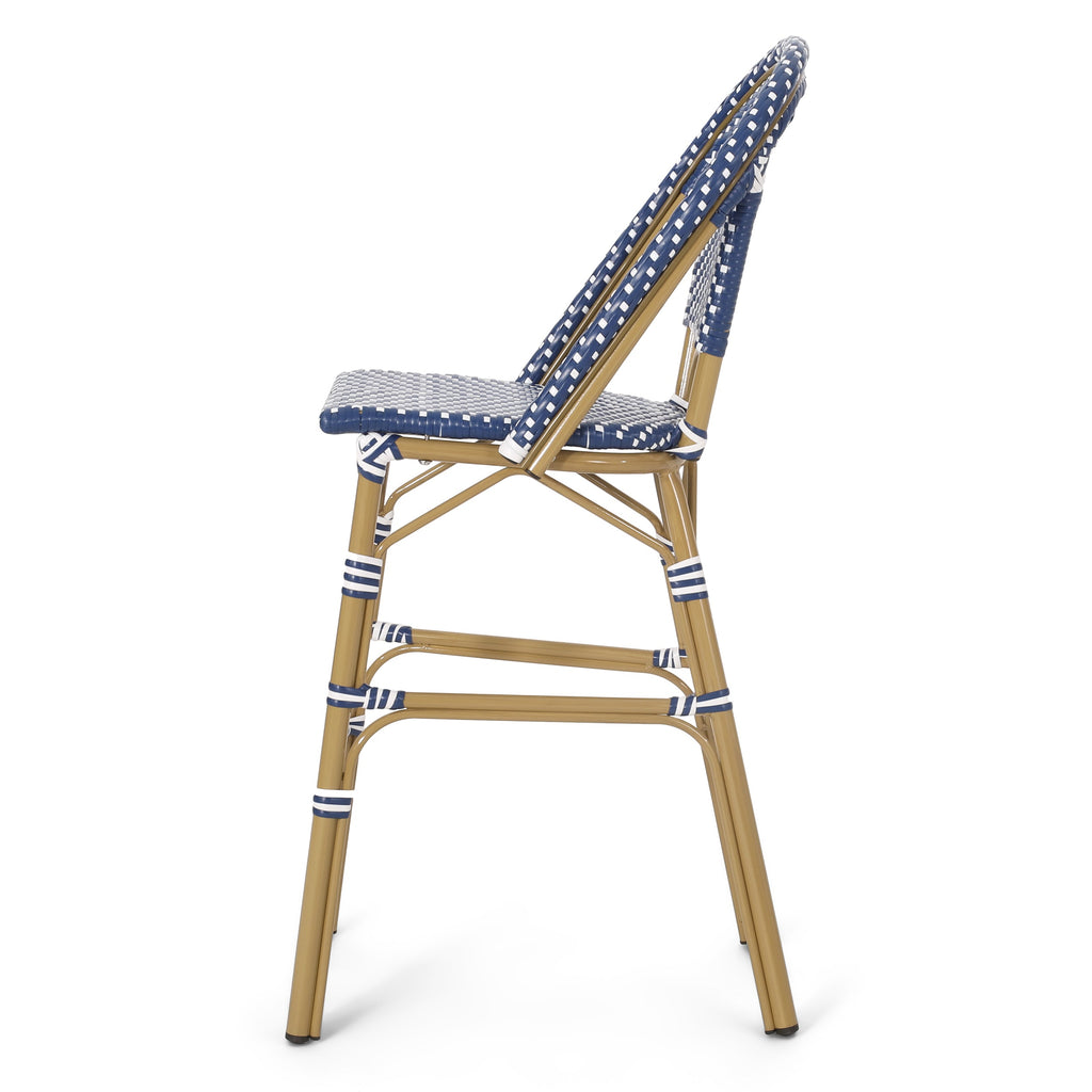 Clifftop 29.5" Outdoor Rattan Bar Stool with Aluminum Frame and Footrest, Set of 2
