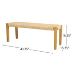 Outdoor Bench with Faux Rattan Seat and Wood Frame