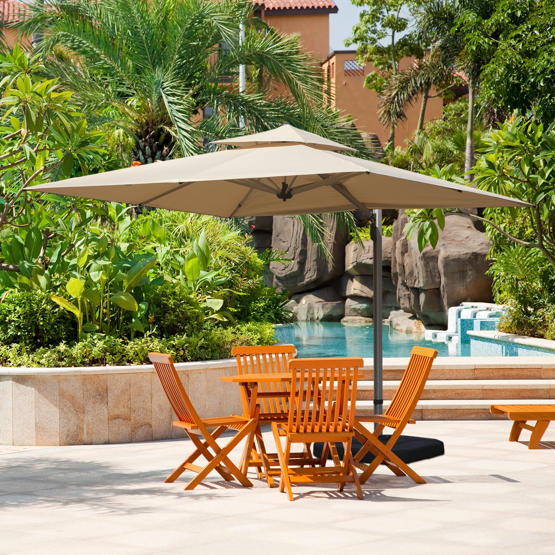 9'x 11' Rectangle Cantilever Umbrella with Center Pole, Base Not Included