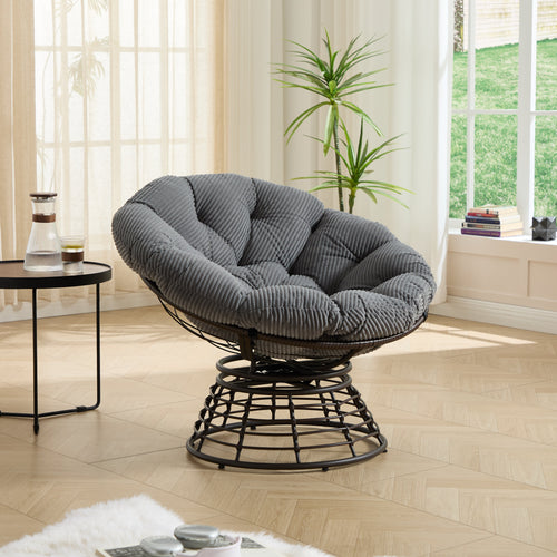 360° Swivel Indoor Outdoor Wicker Papasan Chair with Soft Thick Cushion