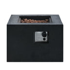 Outdoor Square Fire Pit with Steel Burner, Lava Rocks and Cover