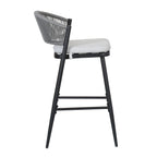 Outdoor Metal Frame Stools with Scallop-Shaped Backrest & Water-Resistant Cushions, Set of 2