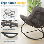 All-Weather Wicker Egg Rocking Chair with Ottoman