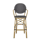 Valorous Outdoor Wicker Bar Stool with Round Back and Curved Arms, Set of 2