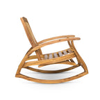 Outdoor Acacia Wood Rocking Chair with Retractable Foot Rest