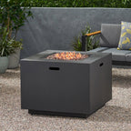 33" Outdoor Iron Square Propane Fire Pit, Tank Inside, 50,000 BTU