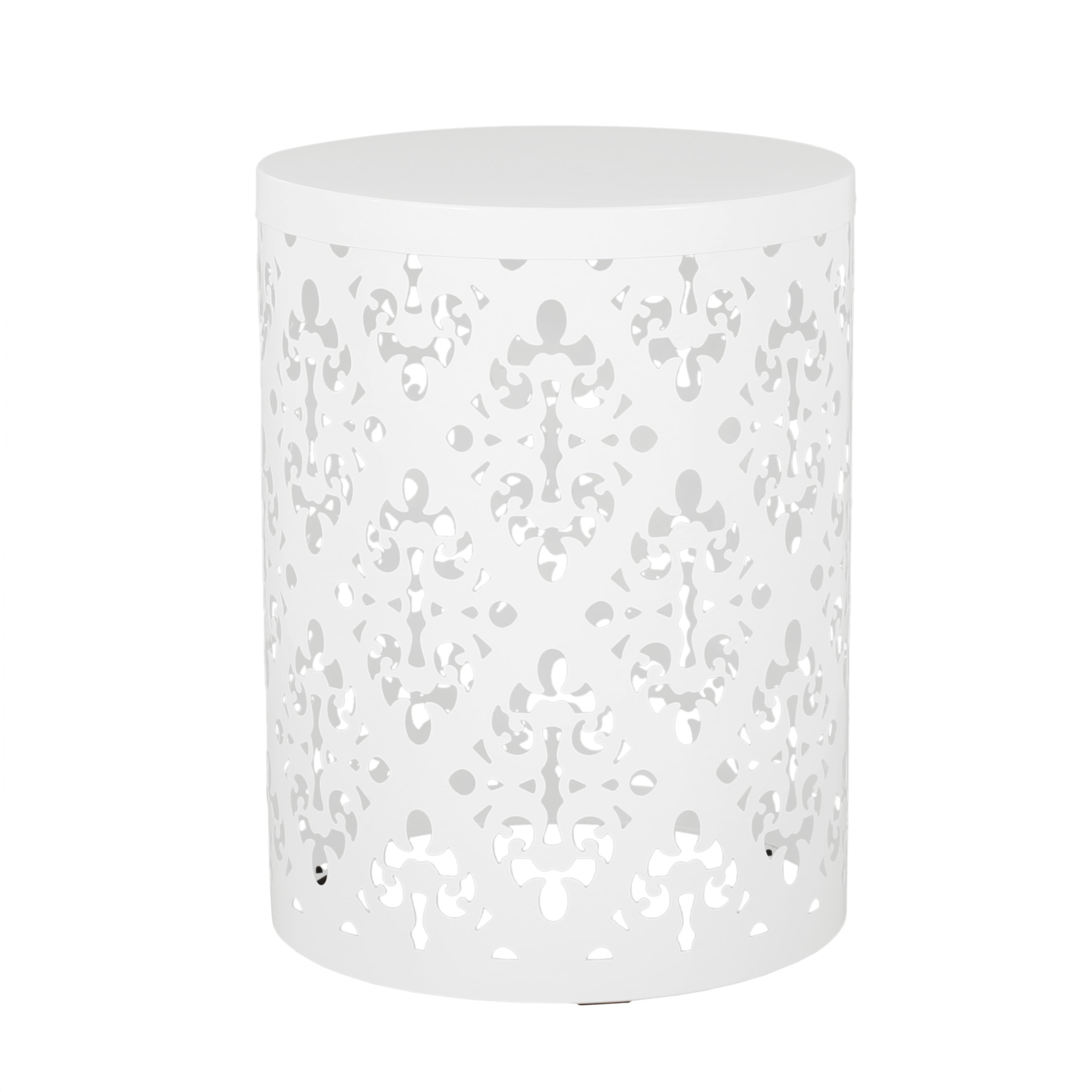Spherical Outdoor Cylindrical End Table with Iron Cut Design