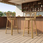 Bohemia Outdoor Brown Wicker Bar Stools, Set of 2