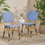 PE Rattan and Aluminum Bistro Chair with Round Back, Set of 2