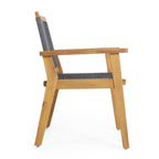 Outdoor Dining Chair with Rope Weave Design and Wooden Frame, Set of 2