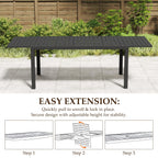 Extendable Aluminum Outdoor Dining Table - 97.2'L
