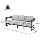 Elko Outdoor Patio Aluminum 3 Seater Sofa