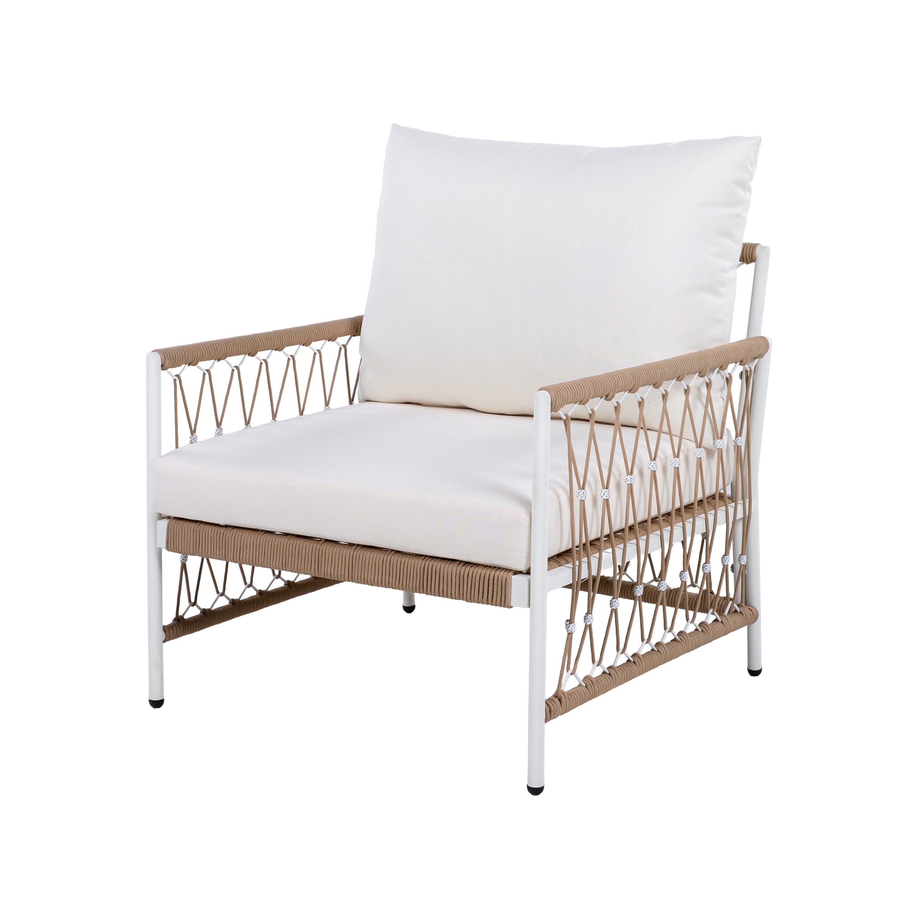 Caspian Outdoor Handwoven Rope Accent Chairs, Set of 2