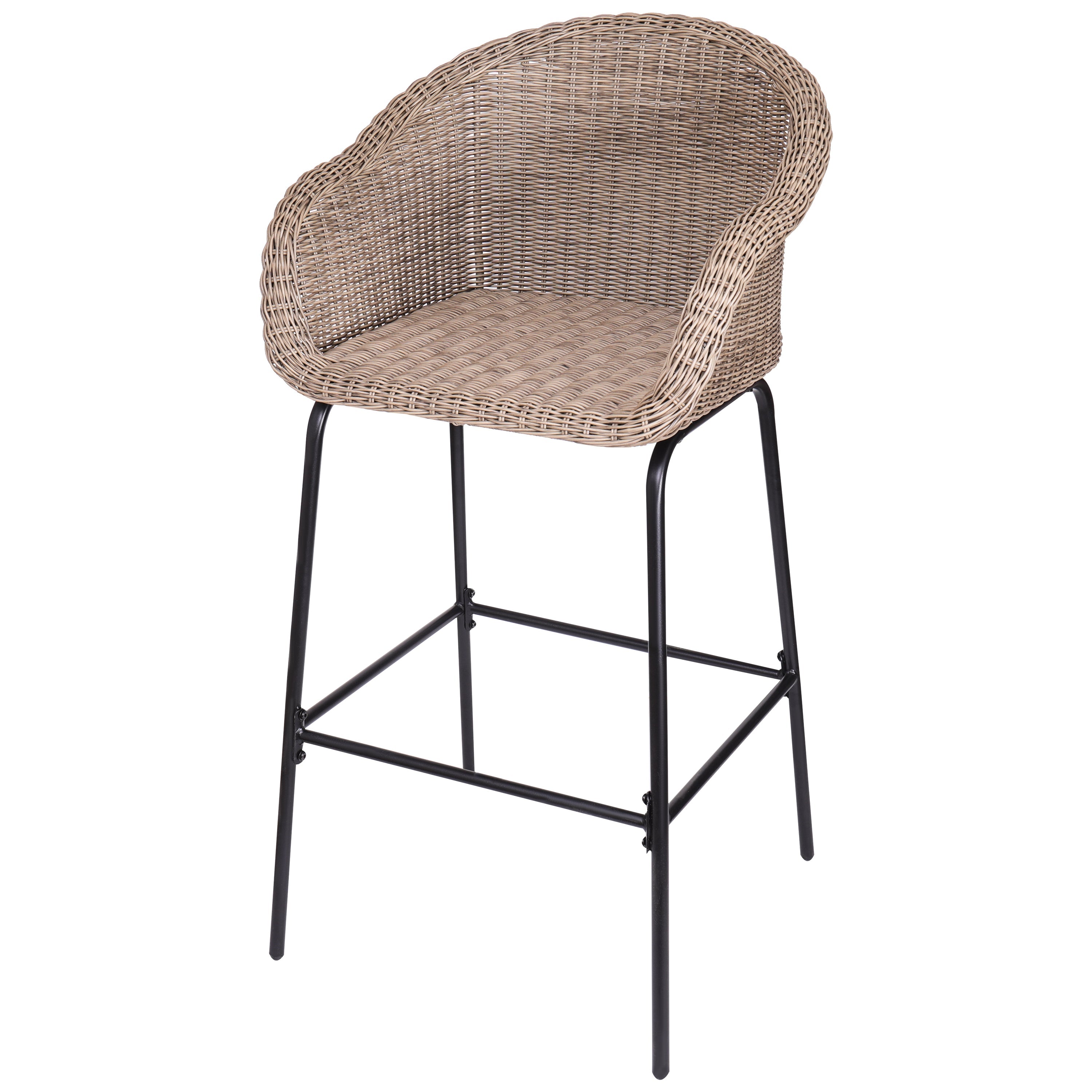 Ladd Outdoor Metal Wicker Barstool, Set of 2