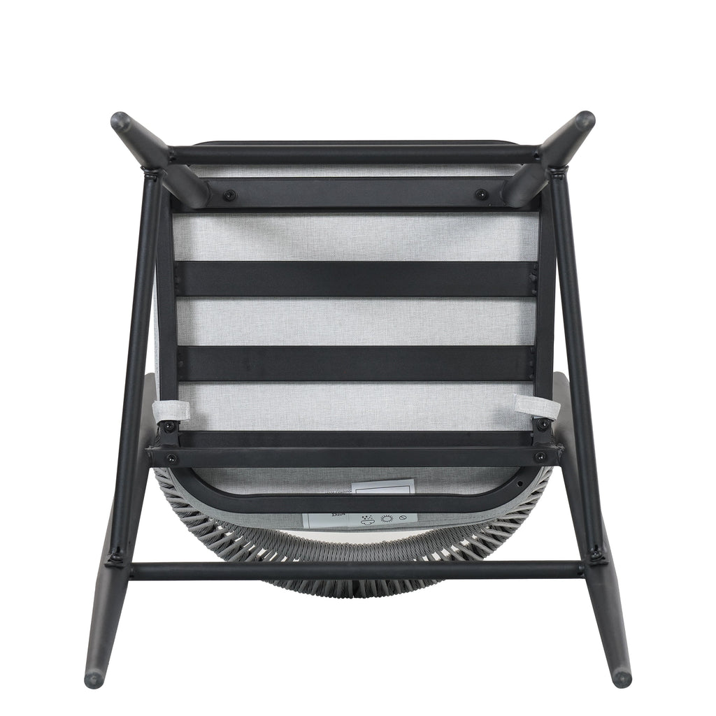 Outdoor Metal Frame Stools with Scallop-Shaped Backrest & Water-Resistant Cushions, Set of 2