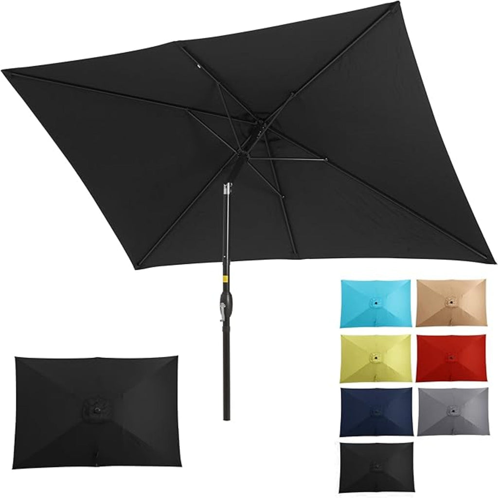 6.5 x 10 ft Rectangular Patio Umbrella with Crank, Base Not Included