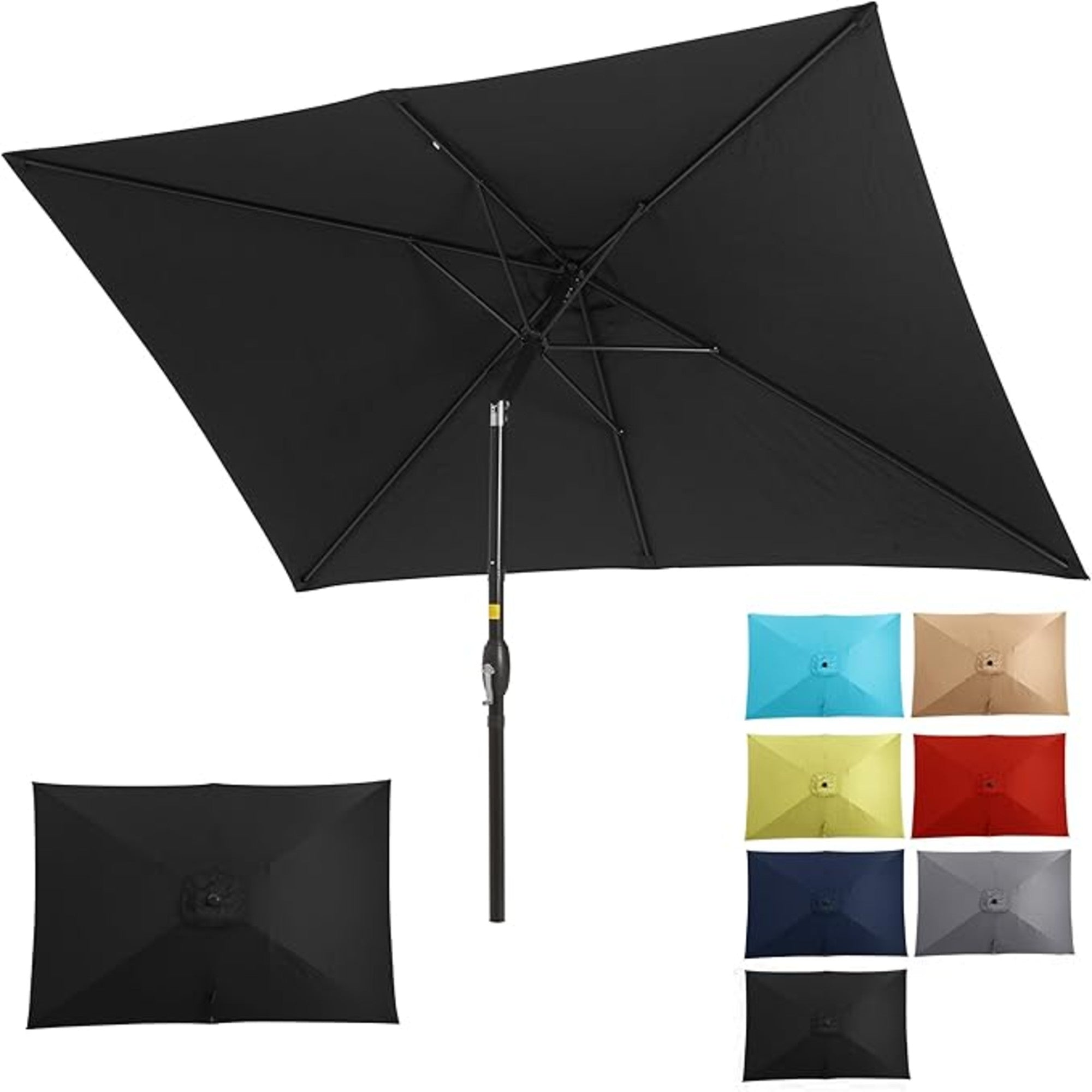 6.5 x 10 ft Rectangular Patio Umbrella with Crank, Base Not Included