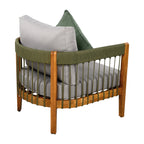 Azari Outdoor Acacia Wood Club Chair with Handwoven Rope Accents & Curved Backrest