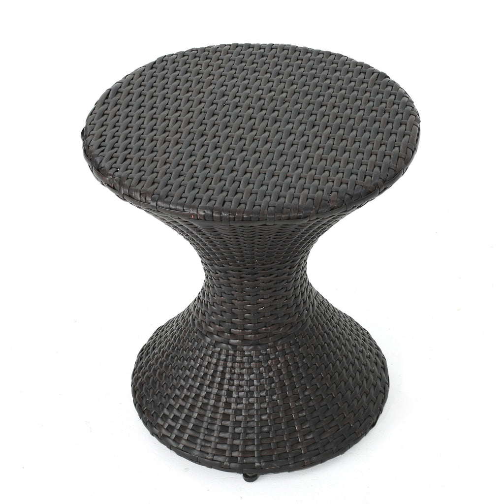 Slim Hourglass Rattan Outdoor Side Table