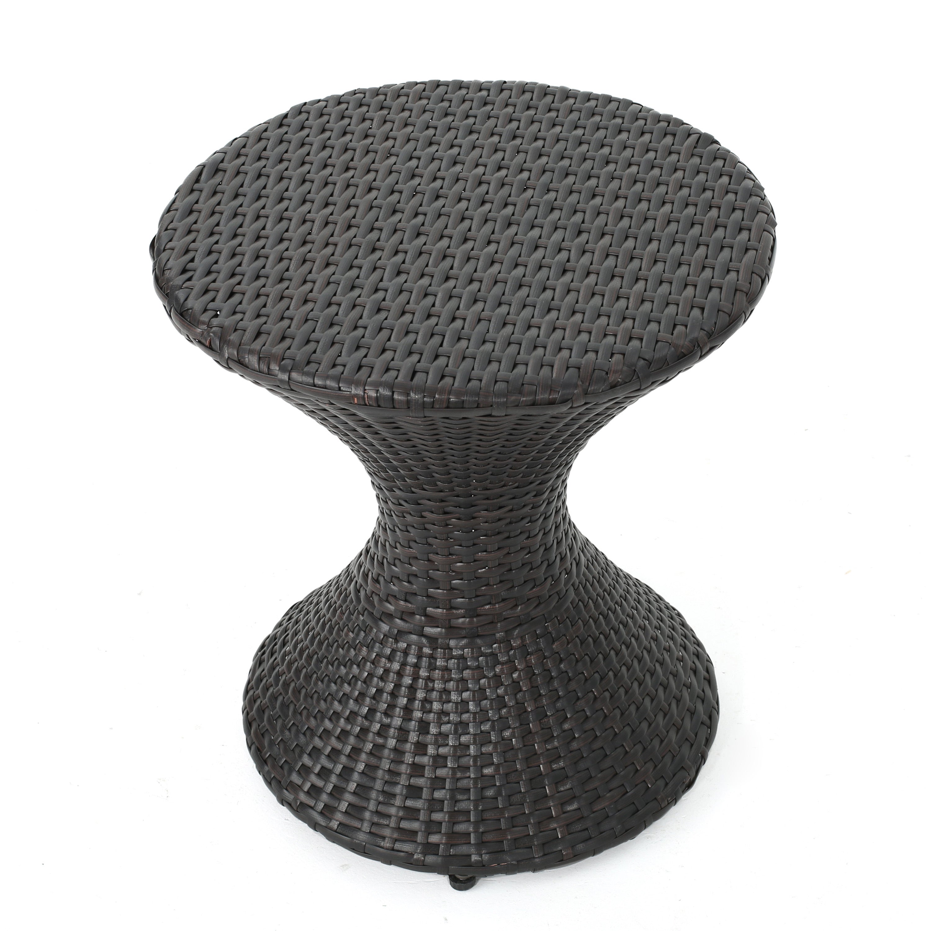 Slim Hourglass Rattan Outdoor Side Table