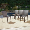 Larache Outdoor Aluminum Armless Rattan Dining Chairs, Set of 4