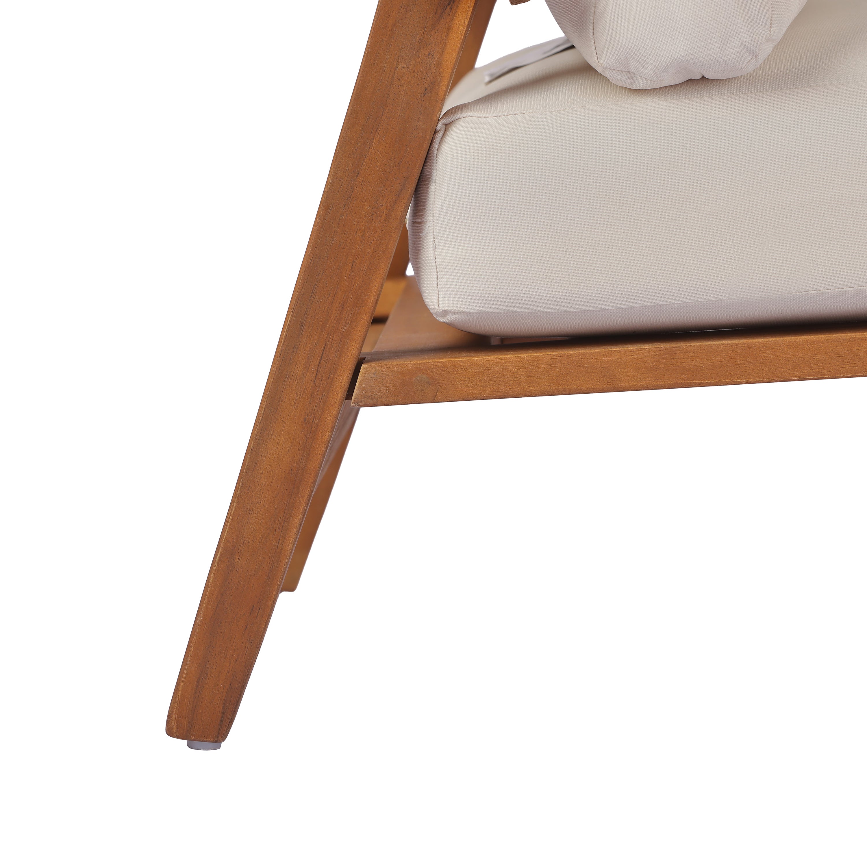 Mid-Century Modern Acacia Wood Outdoor Club Chair