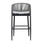 Outdoor Metal Frame Stools with Scallop-Shaped Backrest & Water-Resistant Cushions, Set of 2