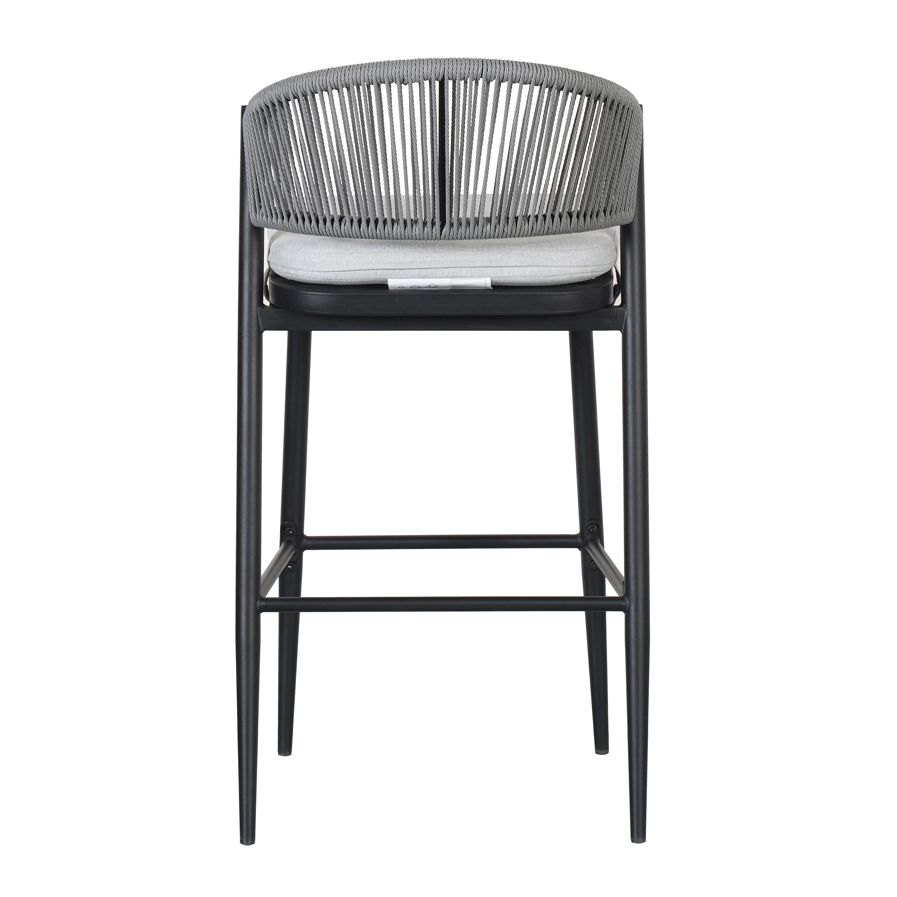 Outdoor Metal Frame Stools with Scallop-Shaped Backrest & Water-Resistant Cushions, Set of 2