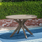 Stanford Outdoor Round Acacia Wood Dining Table with X Base