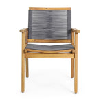 Outdoor Dining Chair with Rope Weave Design and Wooden Frame, Set of 2