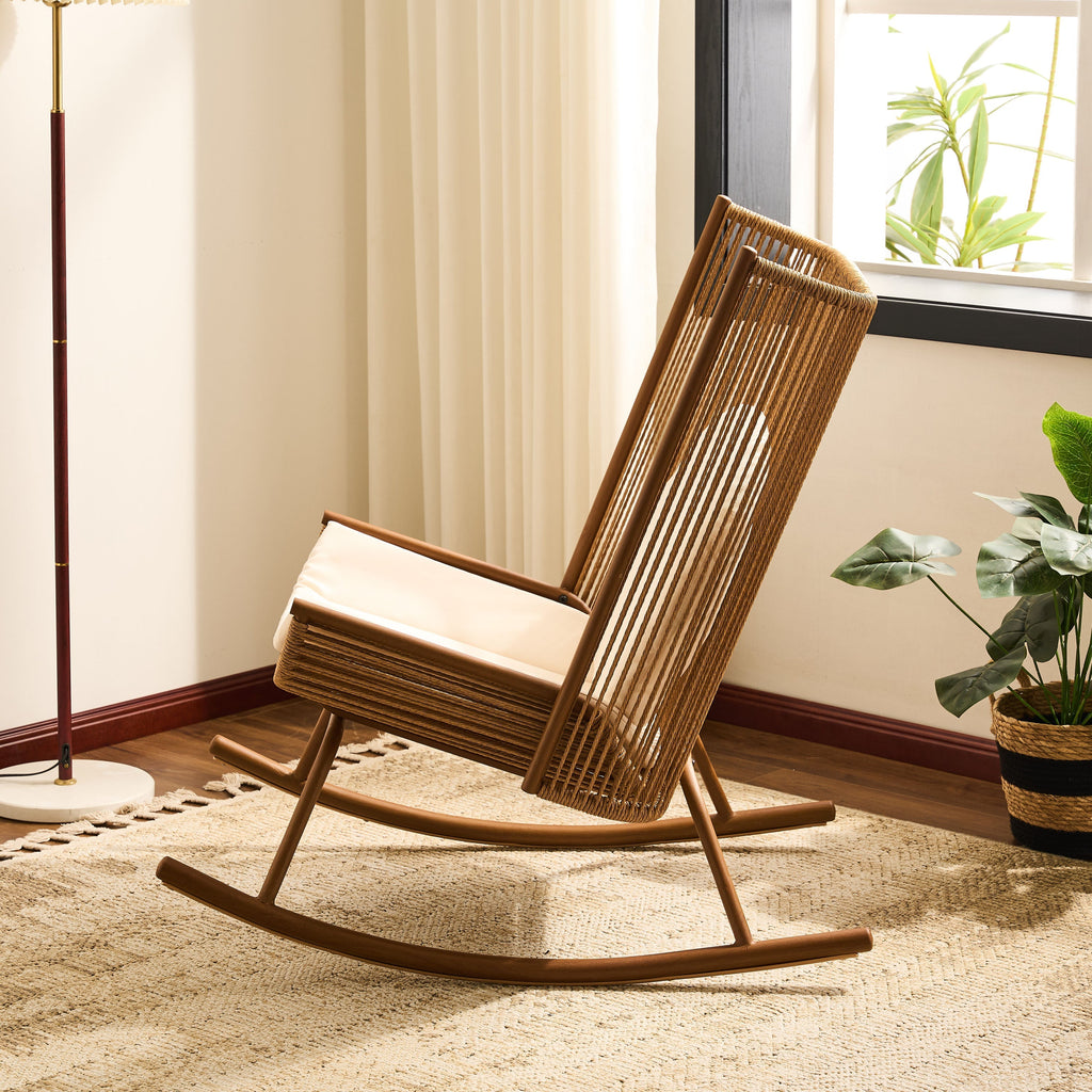 High Square Back Modern Outdoor Rocking Chair