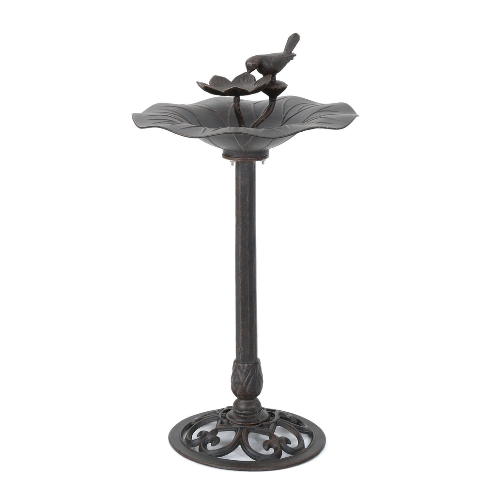 Ruffle Outdoor Aluminum and Iron Bird Bath