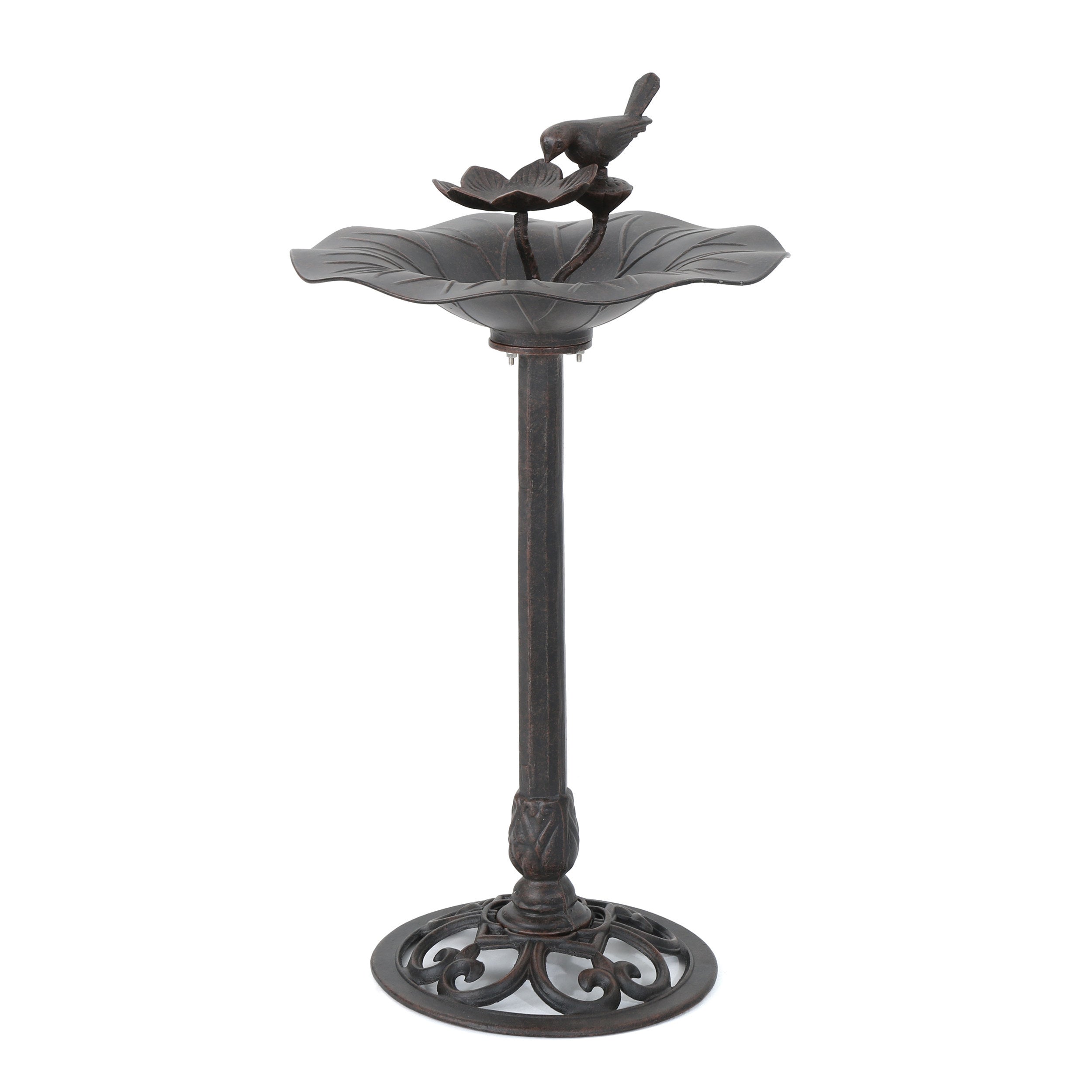 Ruffle Outdoor Aluminum and Iron Bird Bath