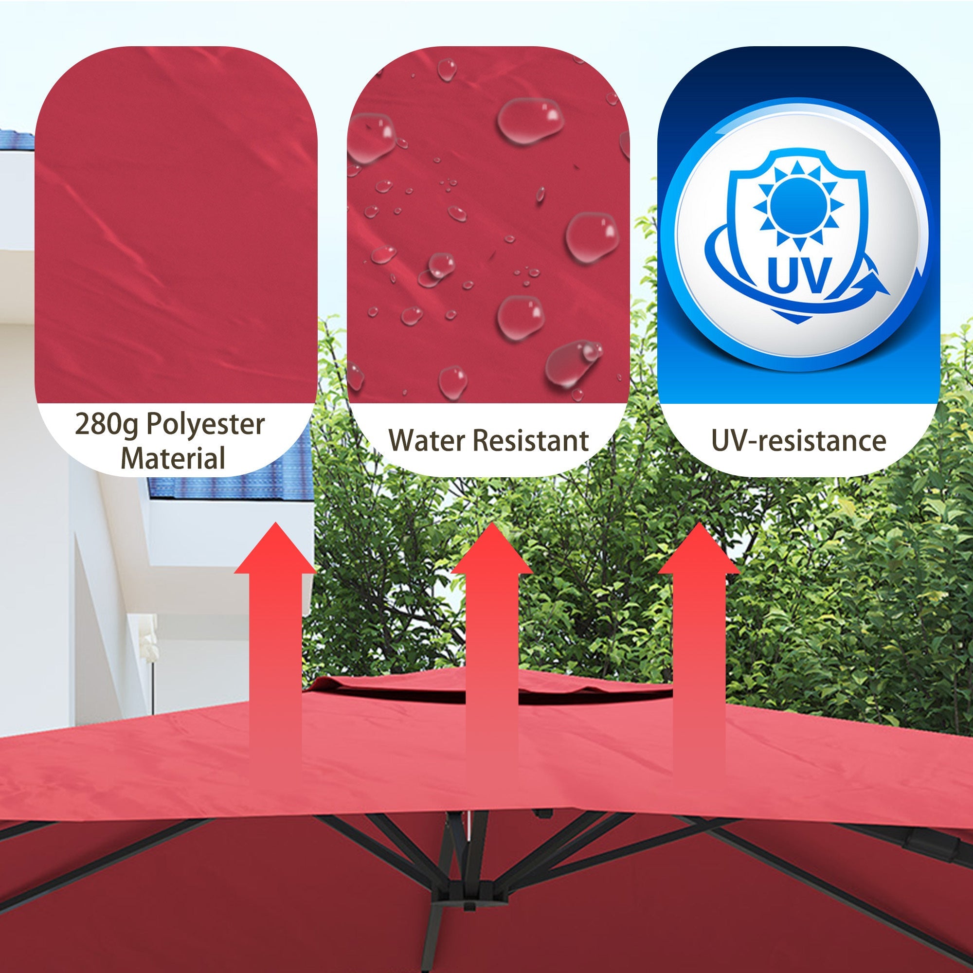 11' Outdoor Square Double Top Patio Umbrella, Base Not Included