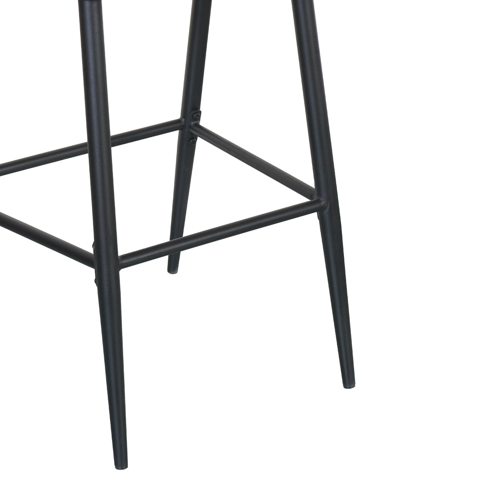 Outdoor Metal Frame Stools with Scallop-Shaped Backrest & Water-Resistant Cushions, Set of 2