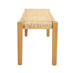 Outdoor Bench with Faux Rattan Seat and Wood Frame