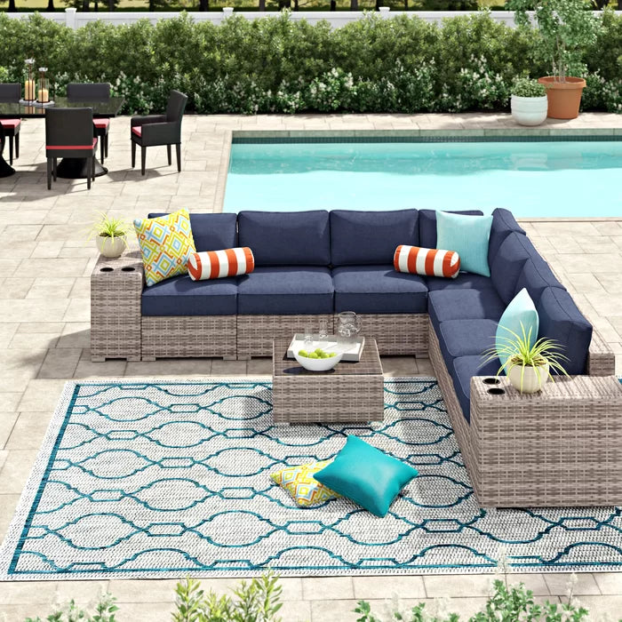 Rattan Wicker Fully Assembled 6-Person Seating Group with Premium Sunbrella Cushions